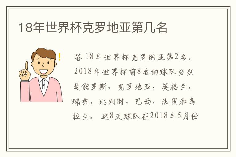18年世界杯克罗地亚第几名