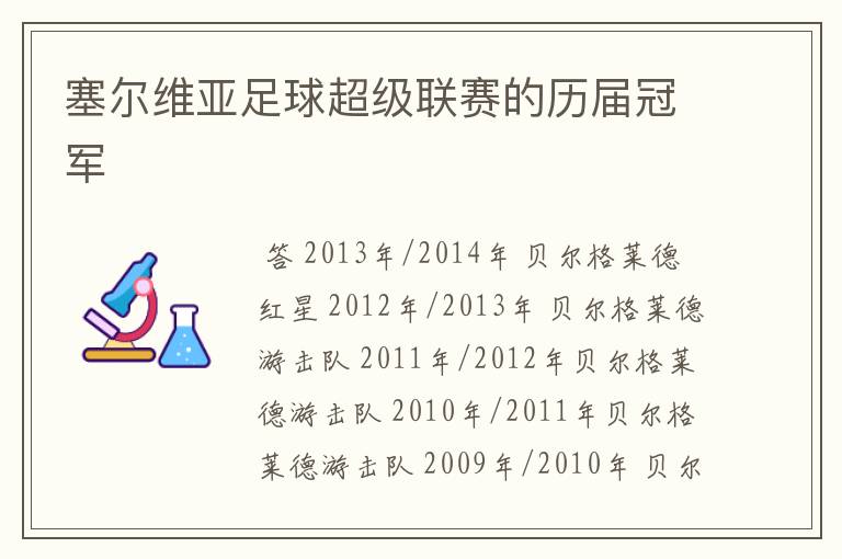 塞尔维亚足球超级联赛的历届冠军
