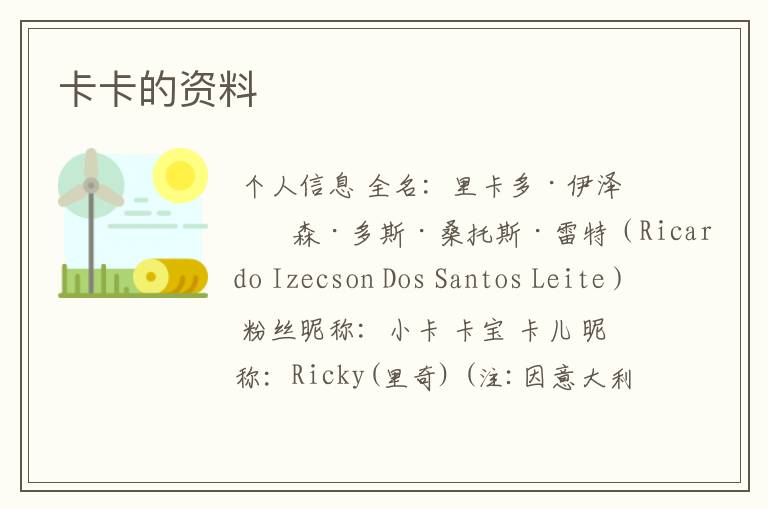 卡卡的资料