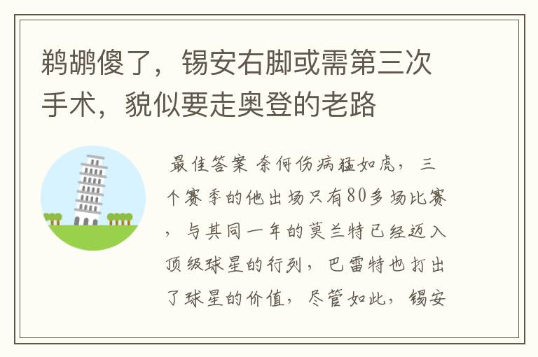 鹈鹕傻了,锡安右脚或需第三次手术,貌似要走奥登的老路