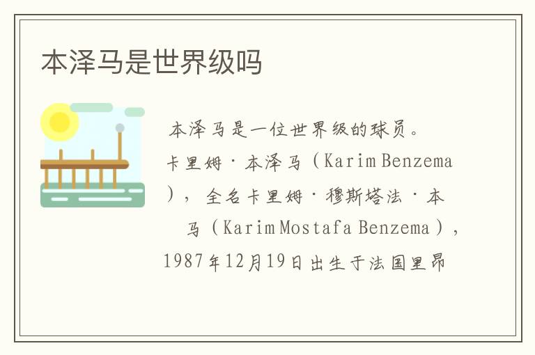 本泽马是世界级吗