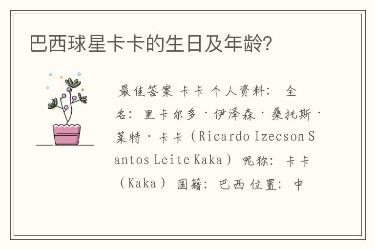 巴西球星卡卡的生日及年龄?