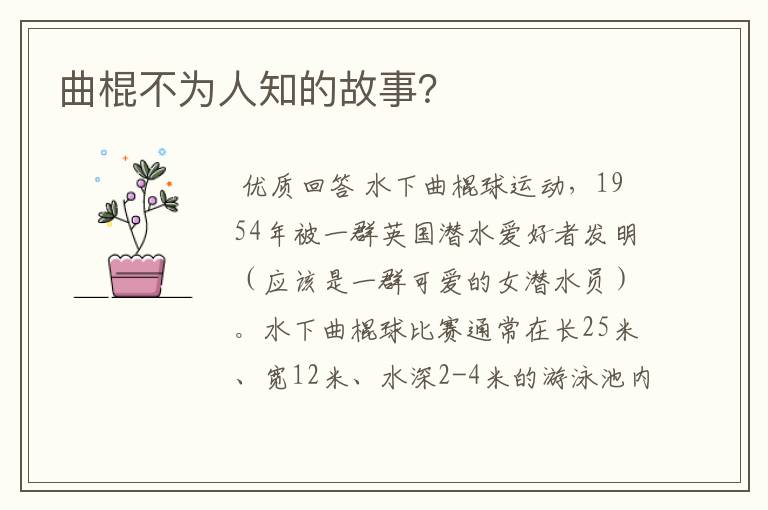 曲棍不为人知的故事?