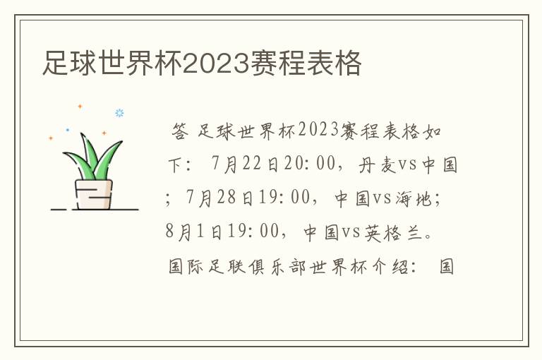 足球世界杯2023赛程表格