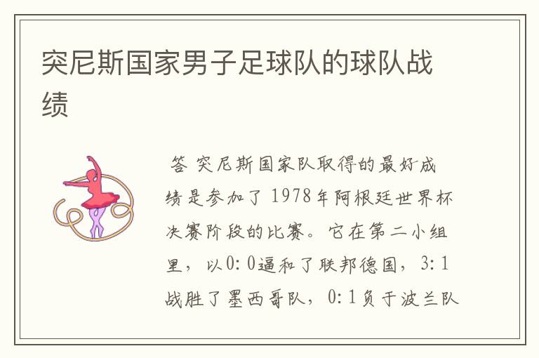 突尼斯国家男子足球队的球队战绩