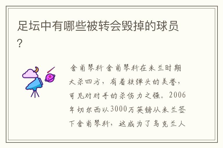 足坛中有哪些被转会毁掉的球员?