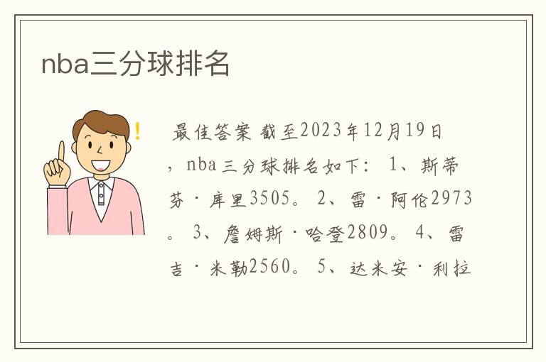 nba三分球排名