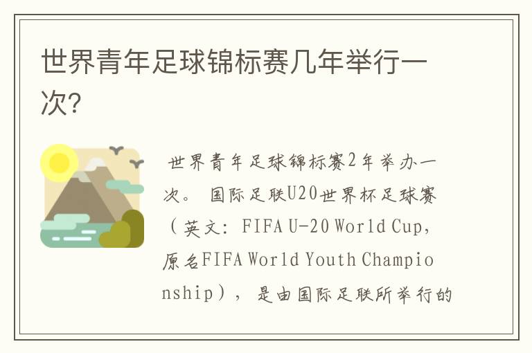 世界青年足球锦标赛几年举行一次?