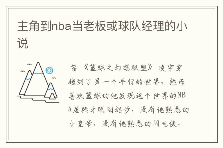主角到nba当老板或球队经理的小说