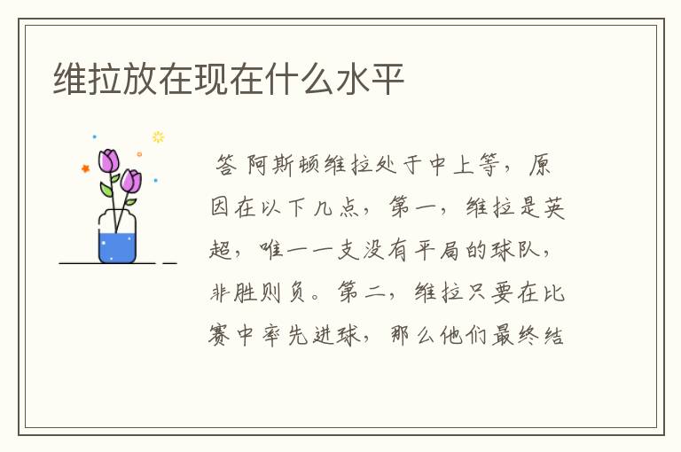维拉放在现在什么水平