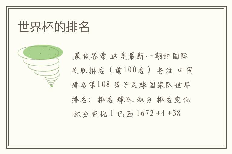 世界杯的排名