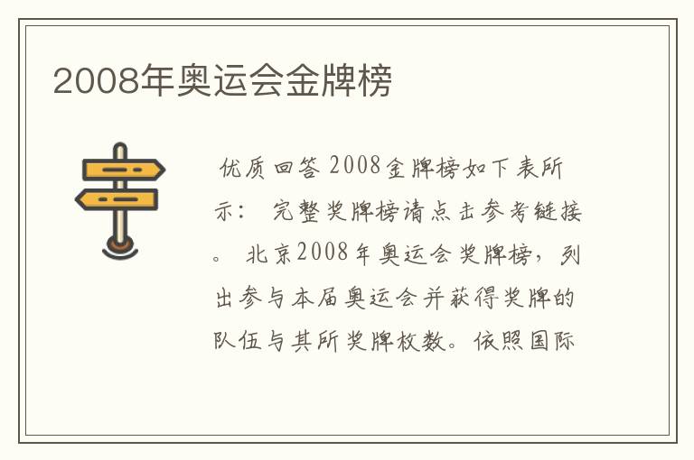 2008年奥运会金牌榜