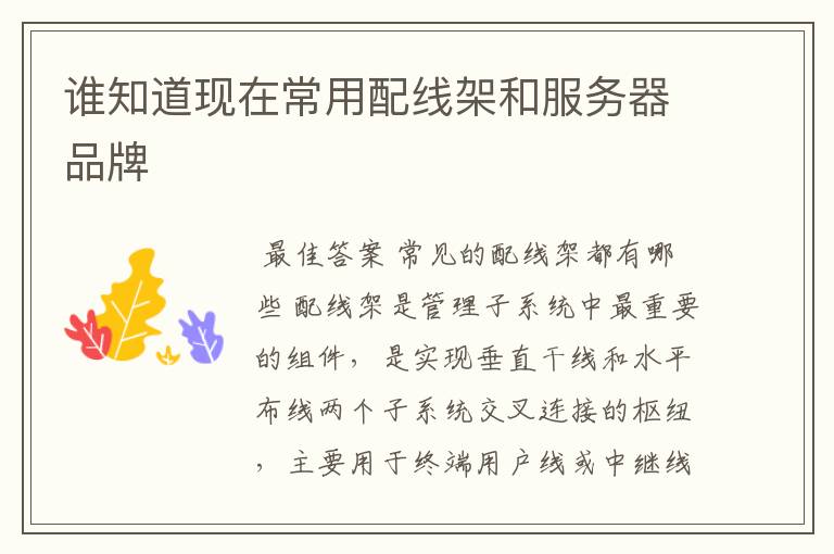 谁知道现在常用配线架和服务器品牌