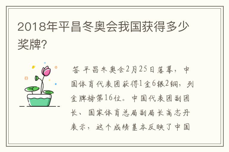 2018年平昌冬奥会我国获得多少奖牌?