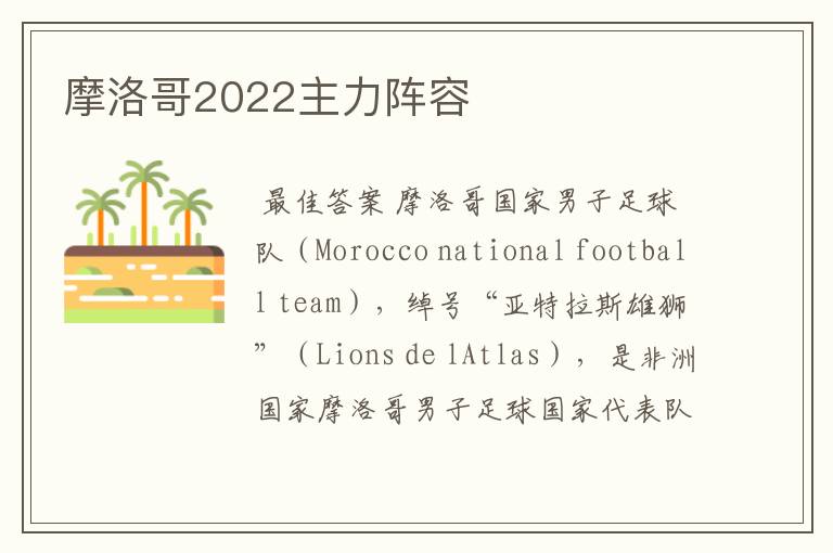 摩洛哥2022主力阵容