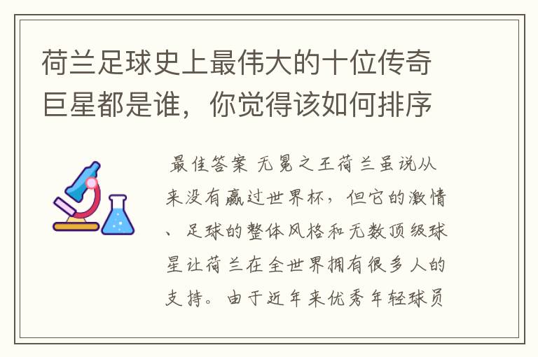 荷兰足球史上最伟大的十位传奇巨星都是谁,你觉得该如何排序?