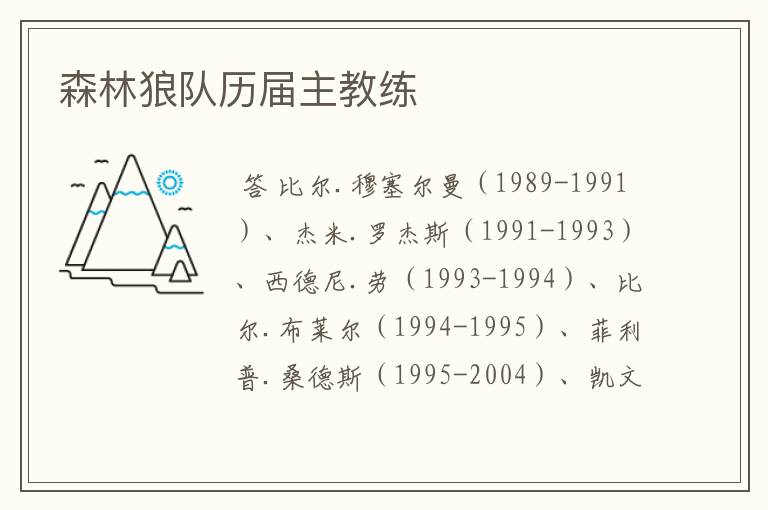 森林狼队历届主教练