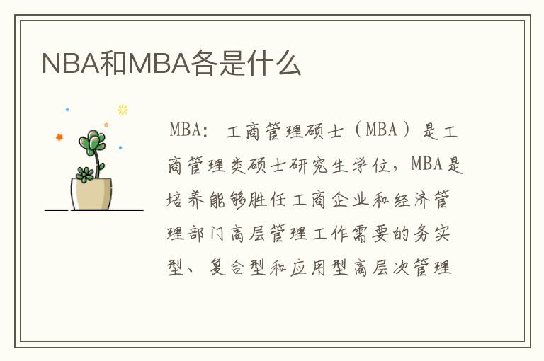 NBA和MBA各是什么