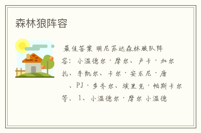 森林狼阵容