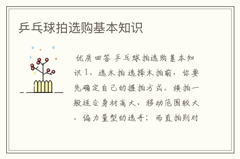乒乓球拍选购基本知识