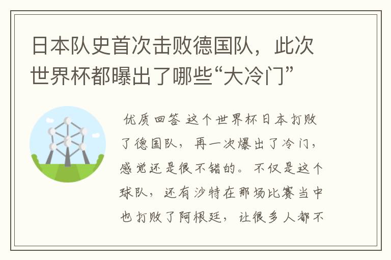 日本队史首次击败德国队,此次世界杯都曝出了哪些“大冷门”?