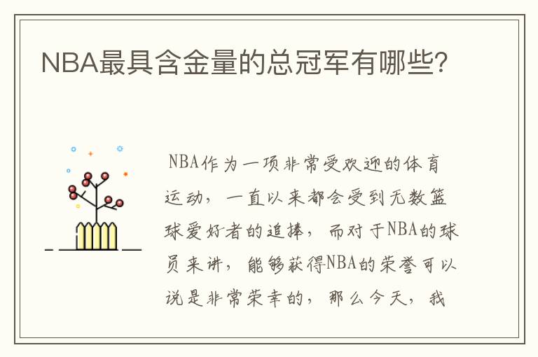NBA最具含金量的总冠军有哪些?