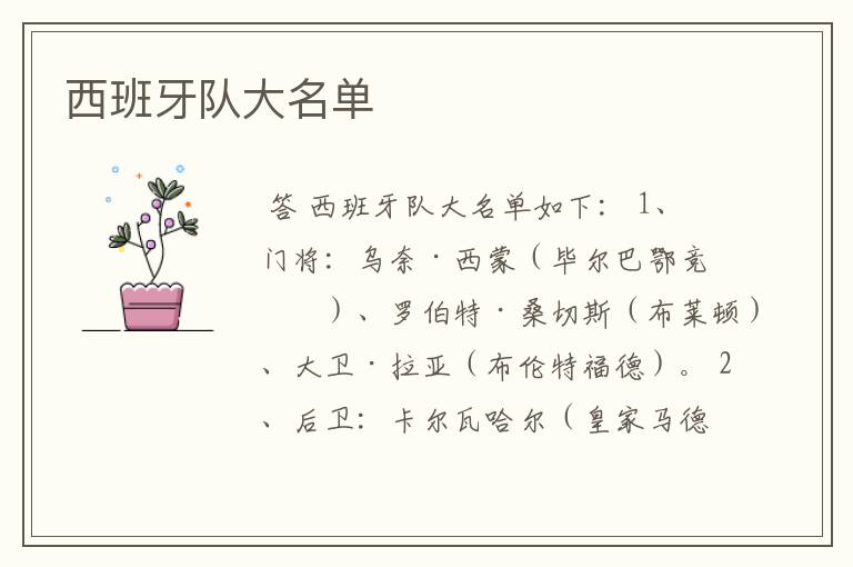 西班牙队大名单