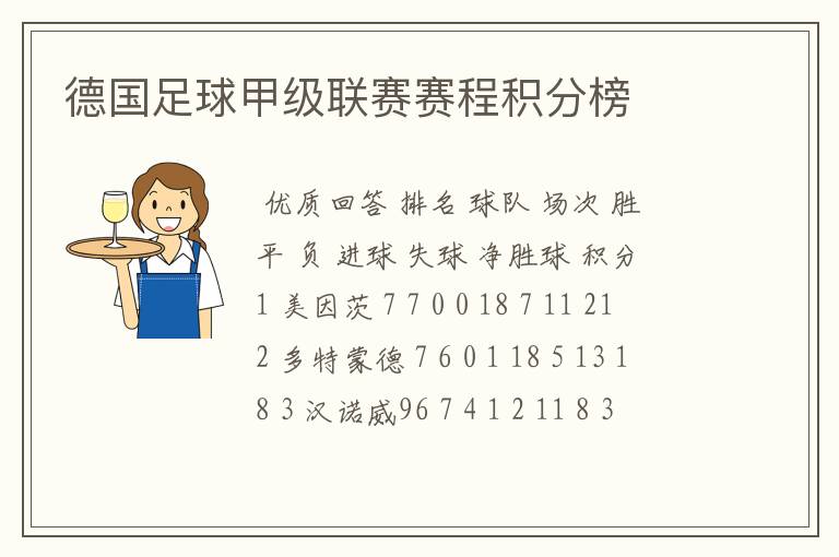 德国足球甲级联赛赛程积分榜