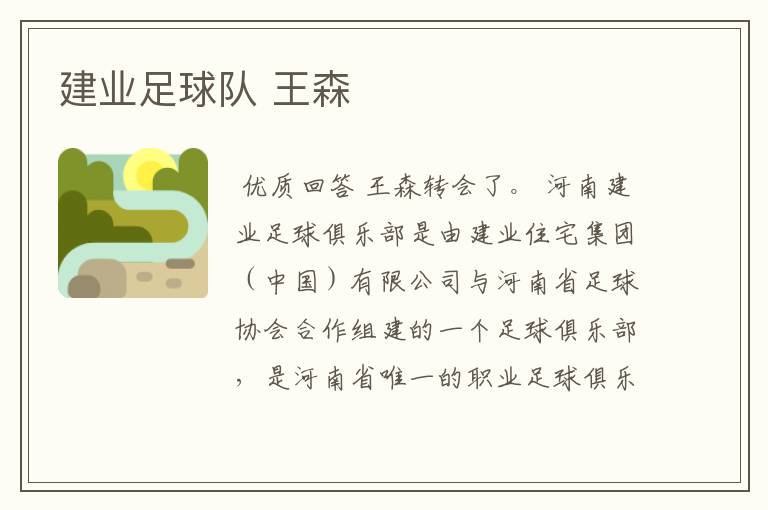 建业足球队 王森