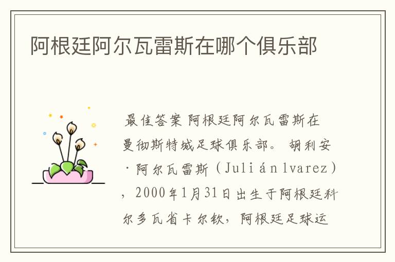 阿根廷阿尔瓦雷斯在哪个俱乐部