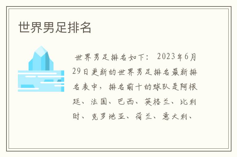 世界男足排名