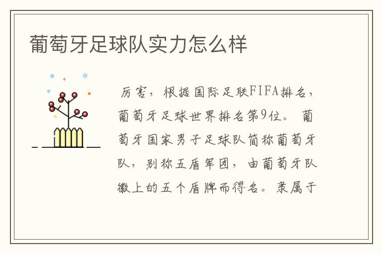 葡萄牙足球队实力怎么样