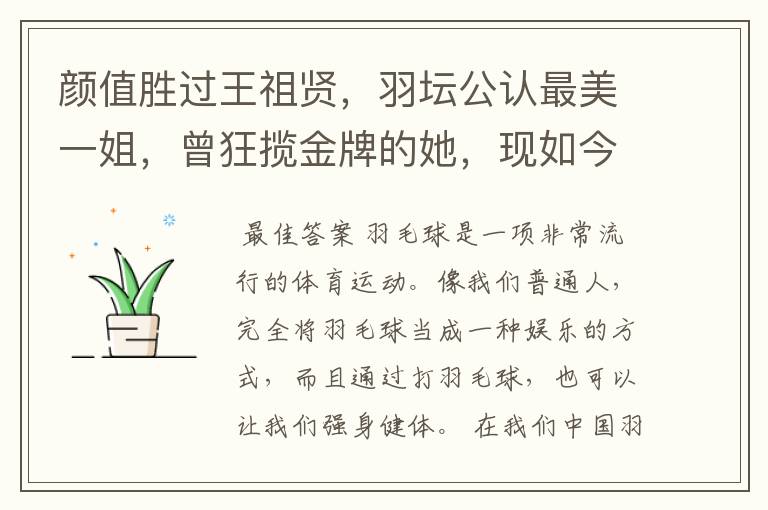 颜值胜过王祖贤,羽坛公认最美一姐,曾狂揽金牌的她,现如今如何?