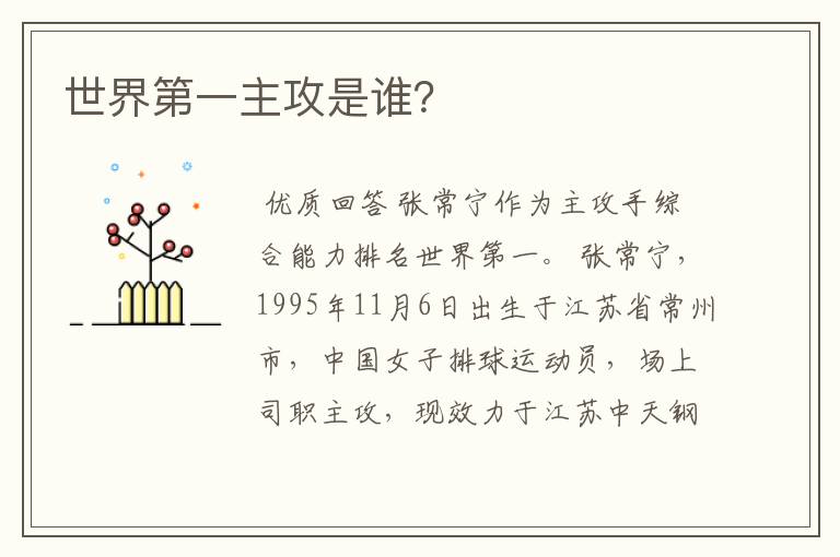 世界第一主攻是谁?