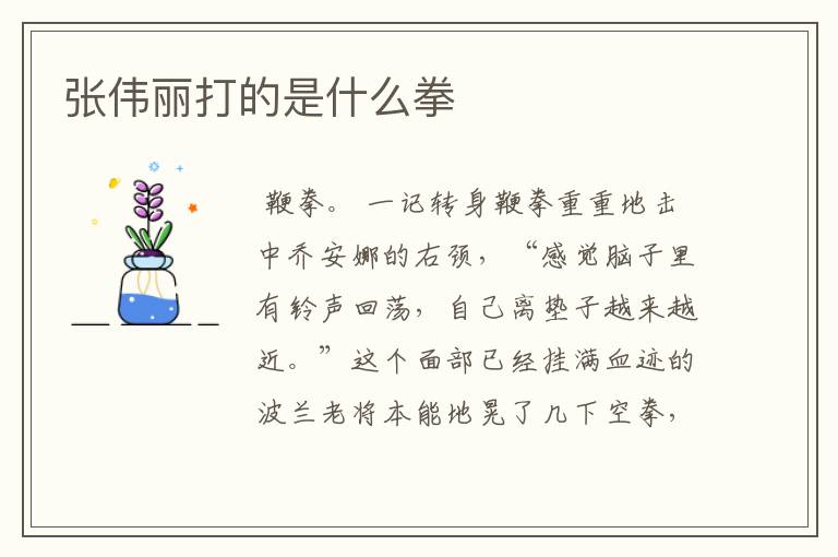 张伟丽打的是什么拳