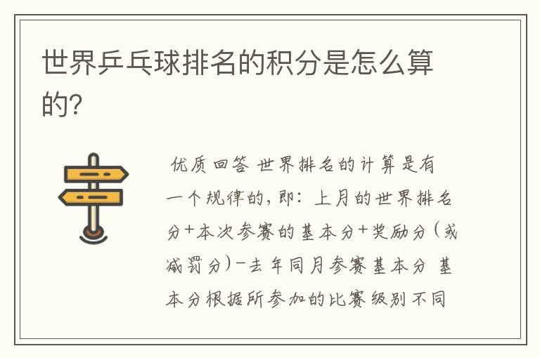 世界乒乓球排名的积分是怎么算的?