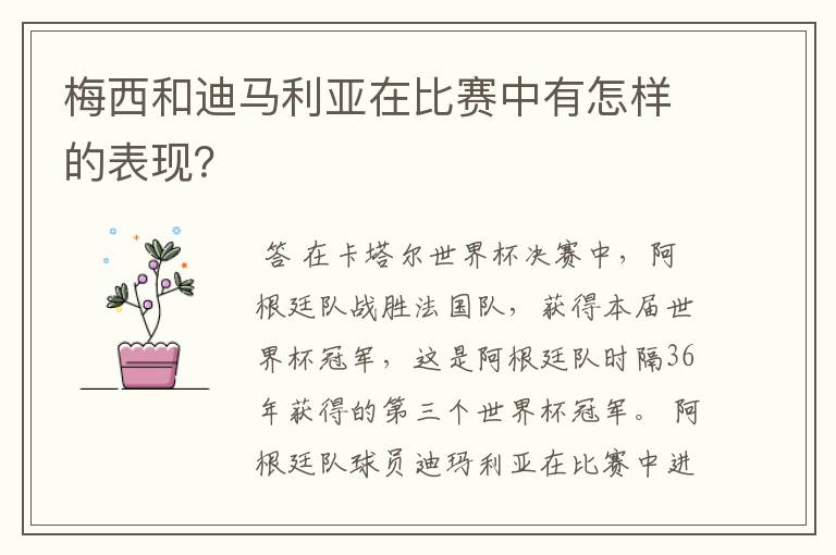 梅西和迪马利亚在比赛中有怎样的表现?