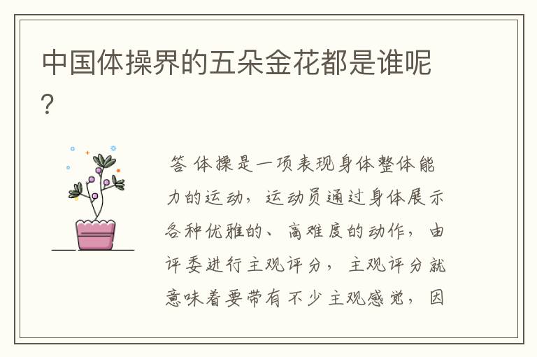 中国体操界的五朵金花都是谁呢?