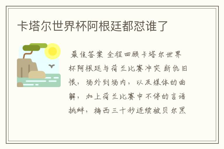 卡塔尔世界杯阿根廷都怼谁了