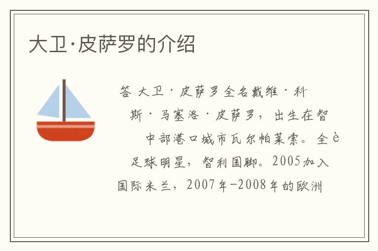 大卫·皮萨罗的介绍