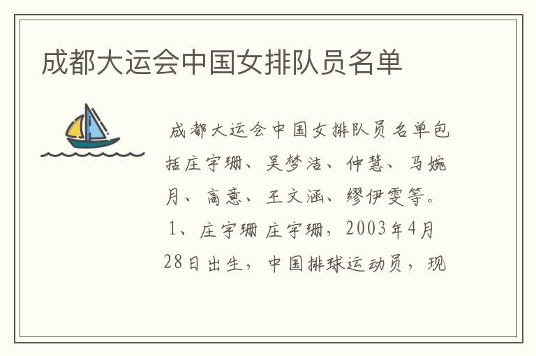 成都大运会中国女排队员名单