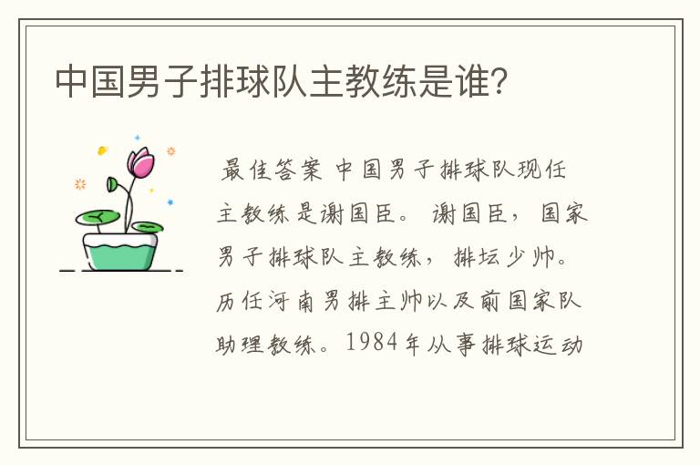 中国男子排球队主教练是谁?