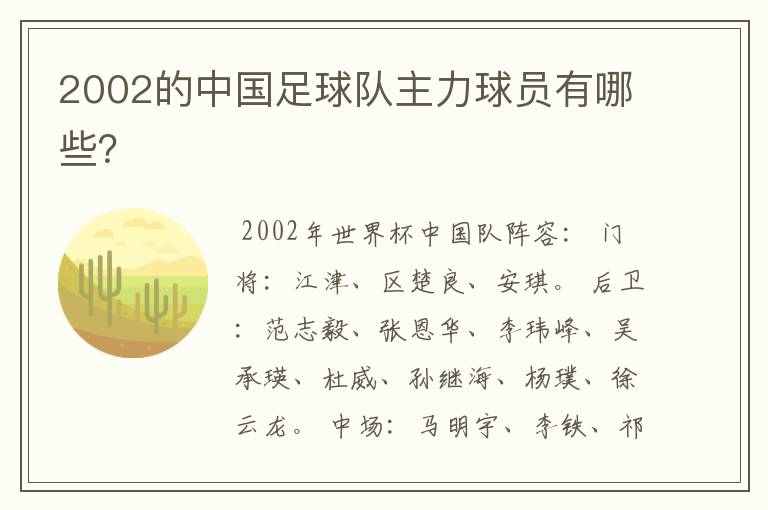 2002的中国足球队主力球员有哪些?