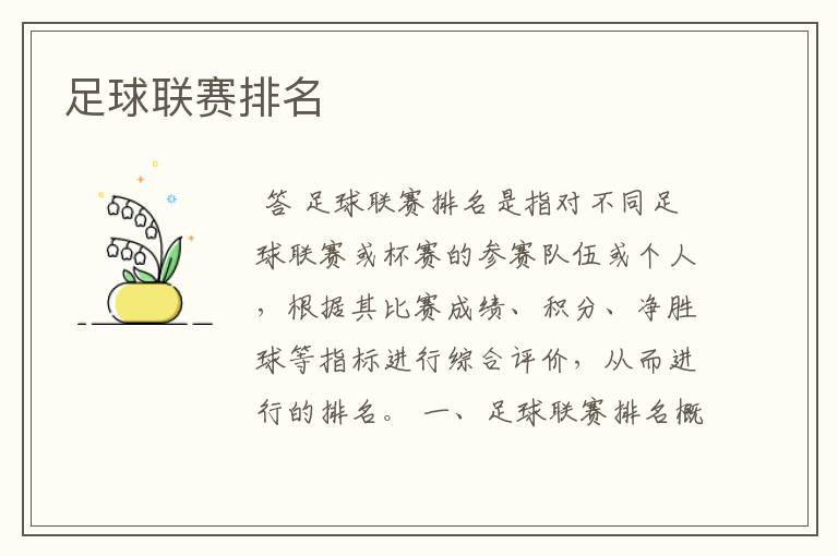 足球联赛排名