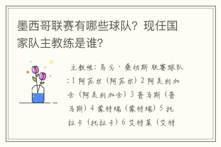 墨西哥联赛有哪些球队?现任国家队主教练是谁?