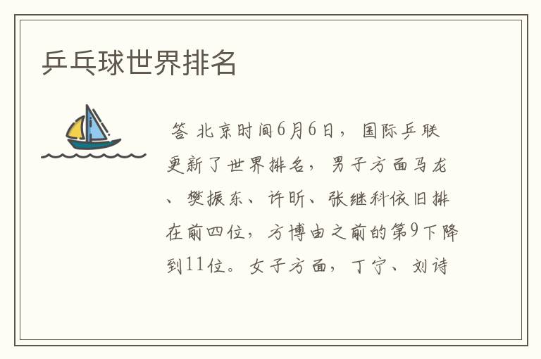乒乓球世界排名