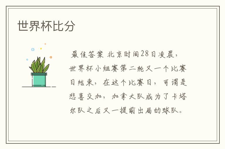 世界杯比分