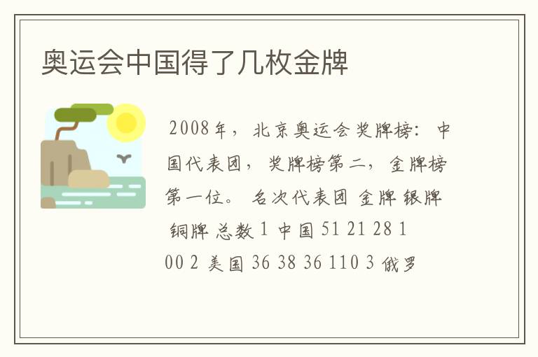 奥运会中国得了几枚金牌