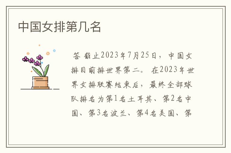 中国女排第几名