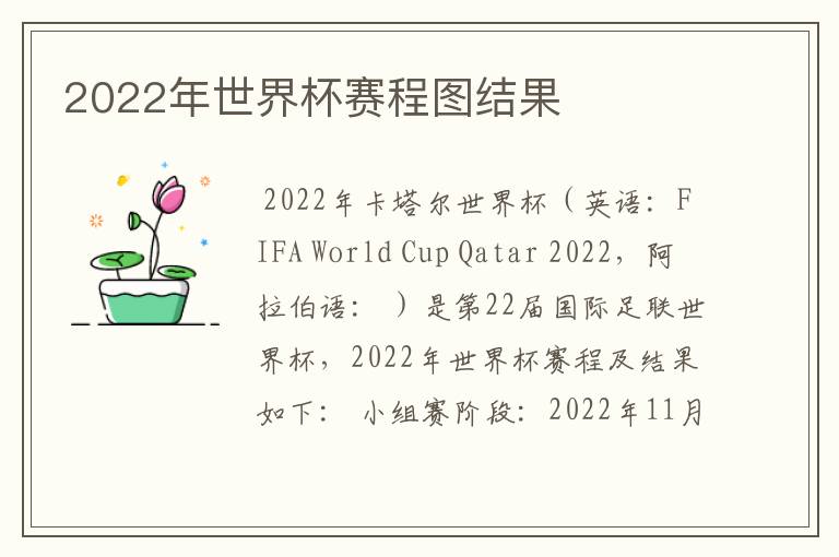 2022年世界杯赛程图结果